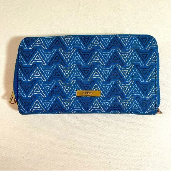 Cool Blue Aldo Graphic Logo Wallet zip around - Picture 1 of 3